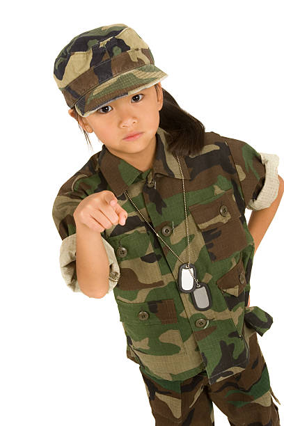 istock Little girl solider pointing 176095637