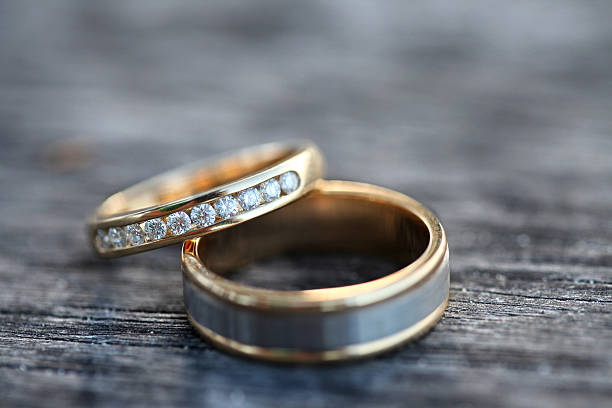 istock Two wedding rings stacked on top of each other 176095775