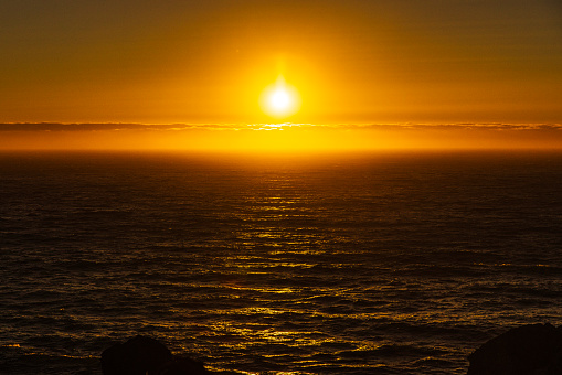 Sunset over the ocean in Big Sur, California