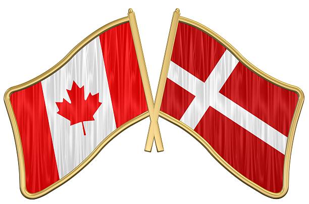 Canadian Denmark Friendship Flag Pin stock photo