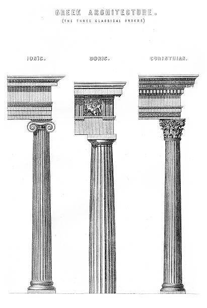 starożytny grecki architektura kolumny - greece ancient history roman classical greek stock illustrations