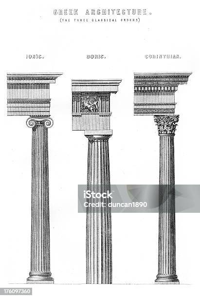 Grego Clássico Arquitetura Colunas - Arte vetorial de stock e mais imagens de Coluna arquitetónica - Coluna arquitetónica, Imagem Gravada, Coríntio