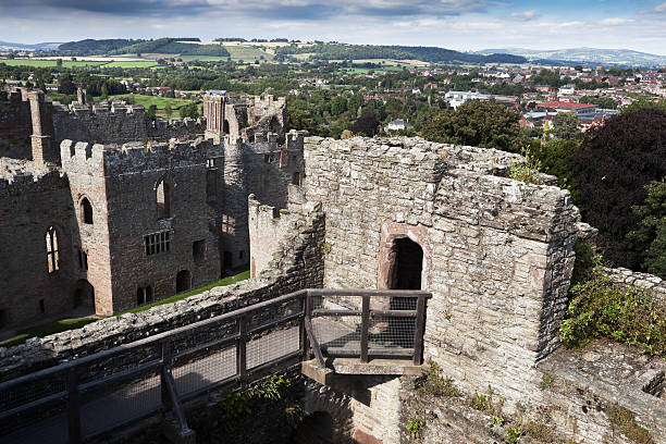 Ruined English Medieval Castle at Ludlow  ludlow shropshire stock pictures, royalty-free photos & images
