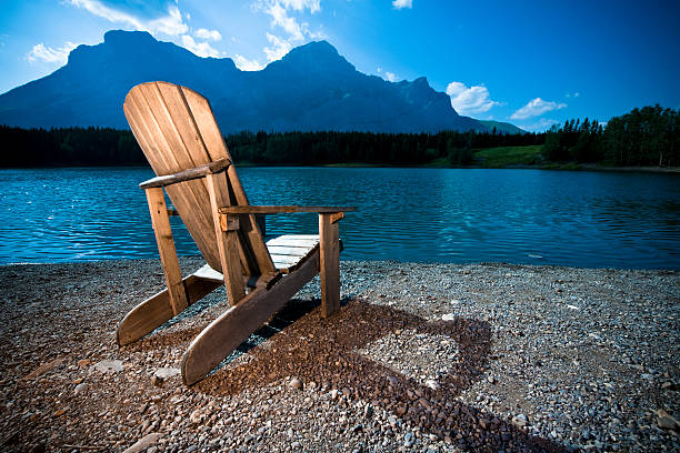 istock Adirondack Chair at Lake 176098581