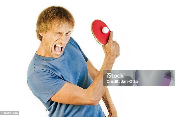 Aggressive Tischtennisspieler Stockfoto und mehr Bilder von Aggression - Aggression, Aktivitäten und Sport, Badmintonschläger