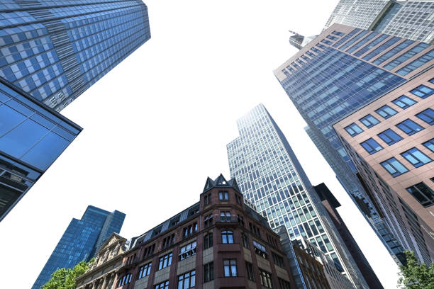 the contrast between old and modern buildings in the city center of Frankfurt am Main, Germany