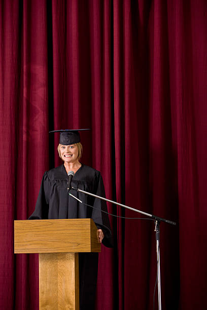 istock Young Woman Graduate Nervous During Speech 176101163