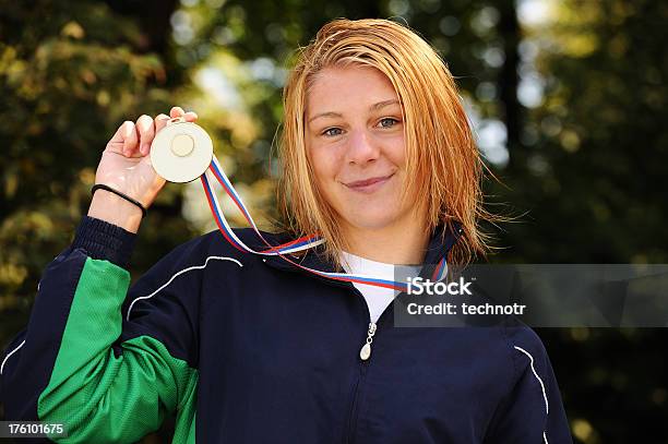 Swimming Champion Stock Photo - Download Image Now - Teenager, Swimming, Trophy - Award