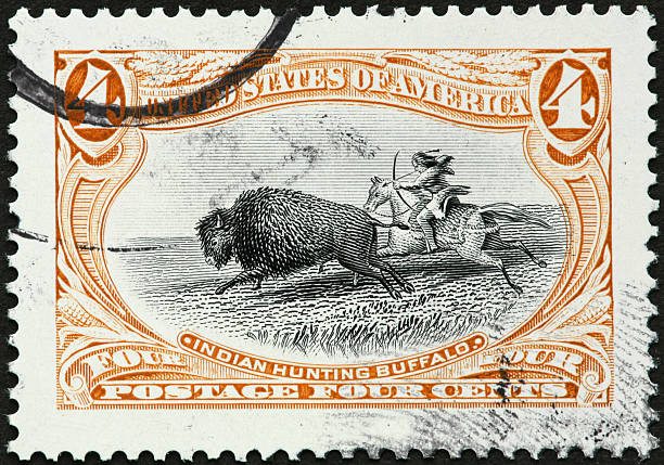 istock Indian hunting buffalo from a horse 176101869