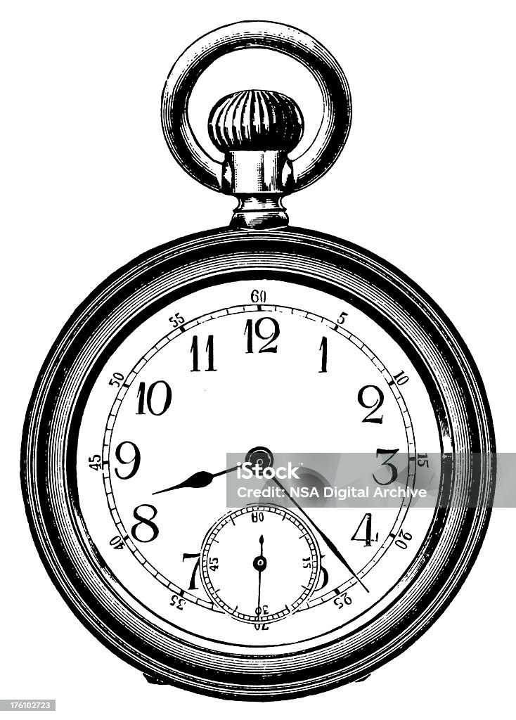 Taschenuhr mit alten Design Illustrationen - Lizenzfrei Uhr Stock-Illustration