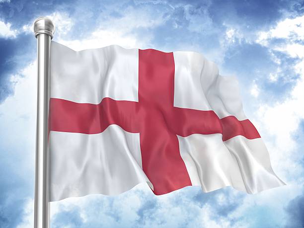 istock english flag waving on sky 176102830