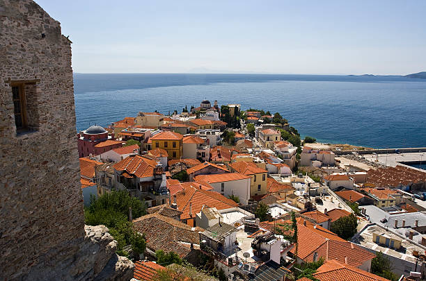 Town of Kavala (aerial view) stock photo