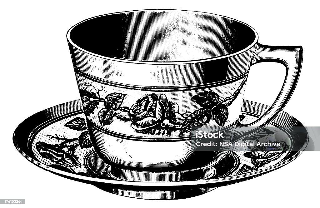 Illustrations/Design Antique Teacup-Expression anglo-saxonne - Illustration de Culture du thé libre de droits