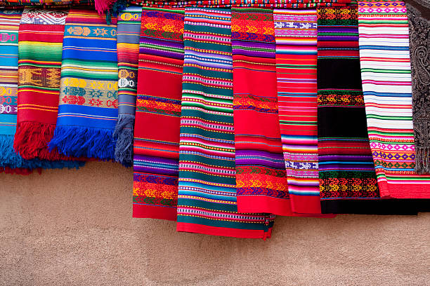 Colorful Native American Indian blankets stock photo