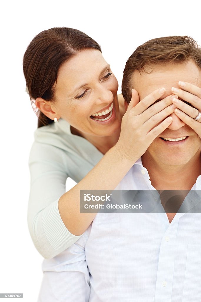 Alegre mujer dando disgustar a su marido - Foto de stock de 30-39 años libre de derechos