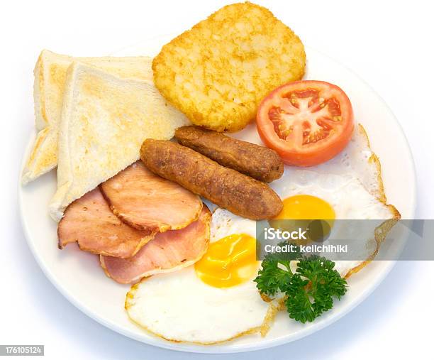 Pequenoalmoço - Fotografias de stock e mais imagens de Picado de Carne Castanho - Picado de Carne Castanho, Fundo Branco, Batatas Preparadas