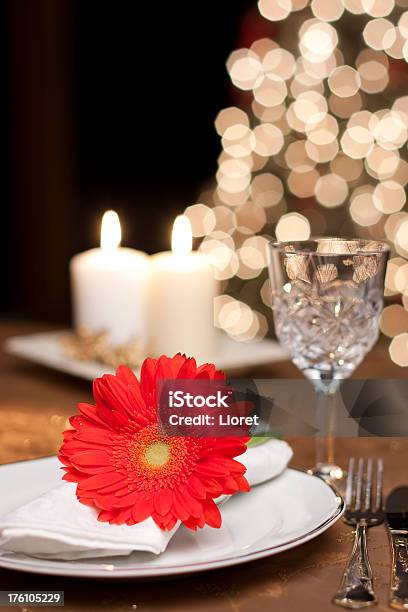 Holiday Place Setting Stock Photo - Download Image Now - Artificial, Candle, Candlelight