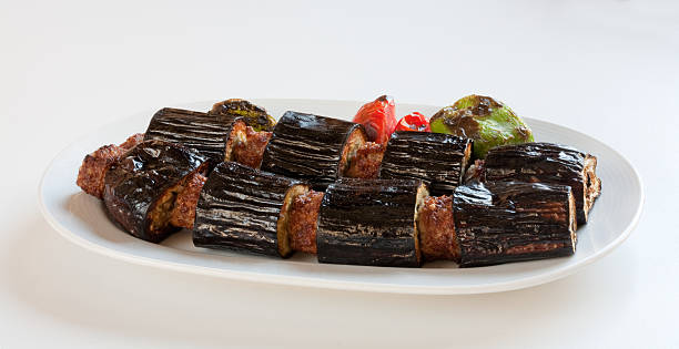 Eggplant kebab stock photo