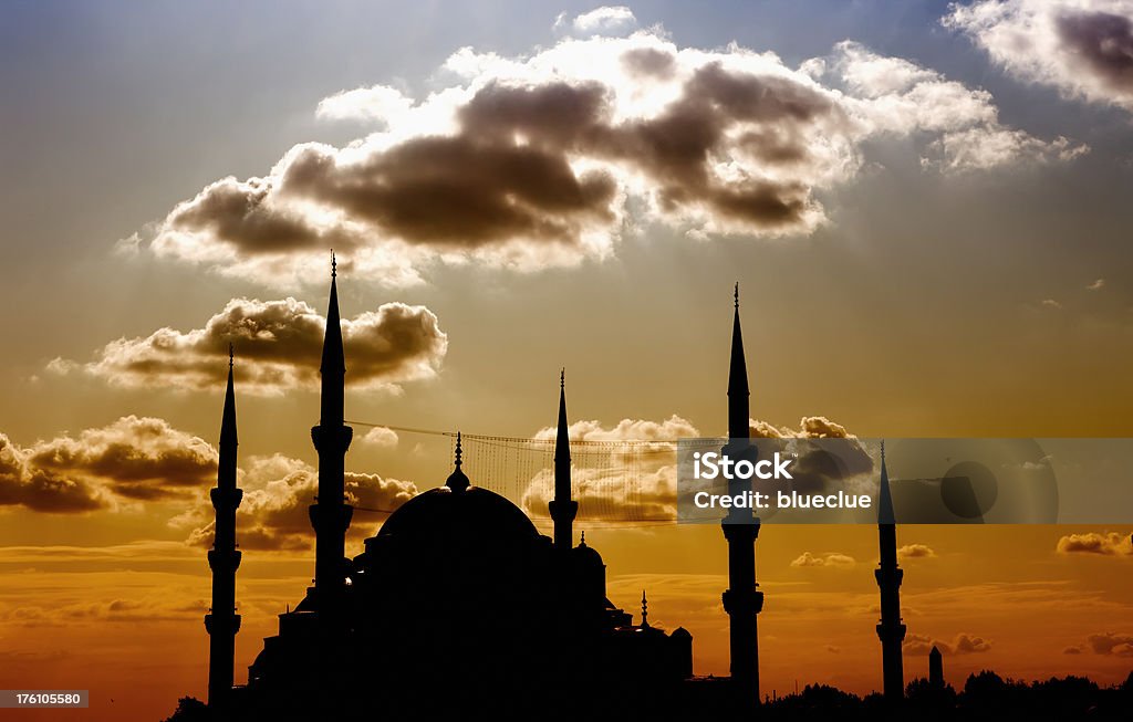 Błękitny Meczet, zachód słońca, Stambuł, Turcja - Zbiór zdjęć royalty-free (Architektura)