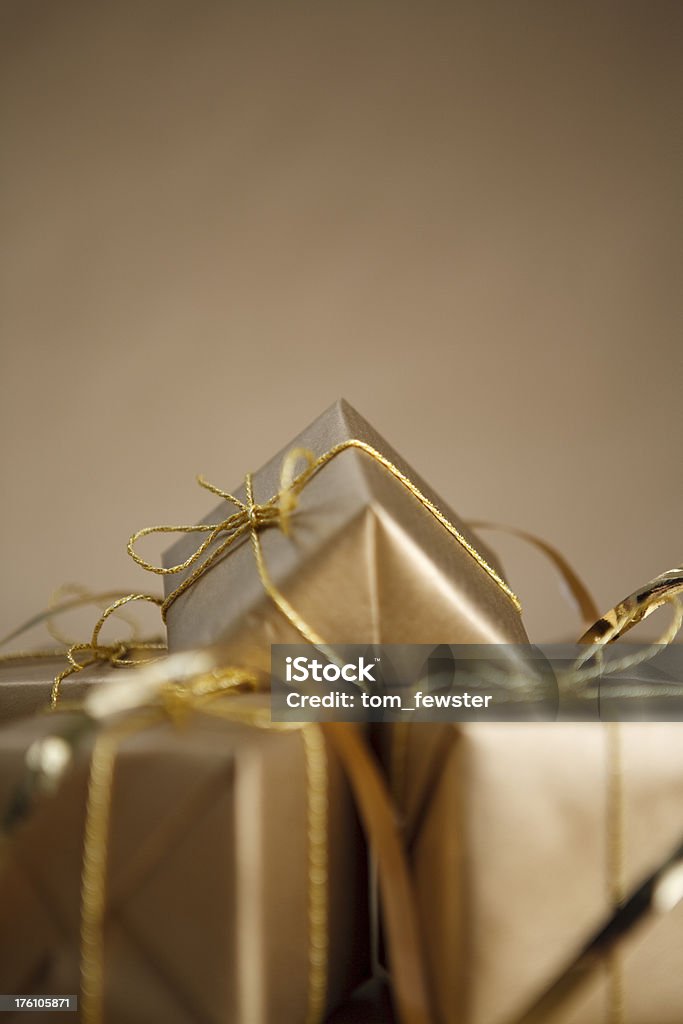 Gold Weihnachten Geschenke - Lizenzfrei Bildhintergrund Stock-Foto