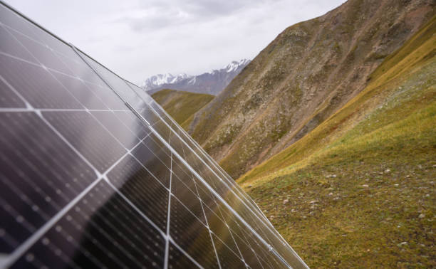 istock Part of a solar panel in a mountainous area 1761062932