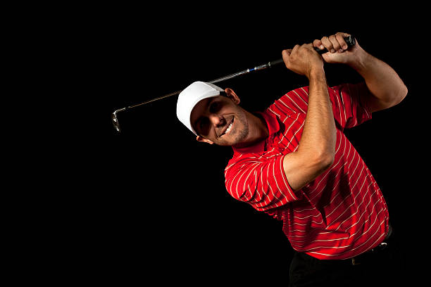 istock Golfer Body English - Isolated on Black 176106438