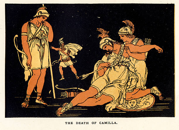 illustrazioni stock, clip art, cartoni animati e icone di tendenza di morte di camilla - mythology roman greek mythology virgil