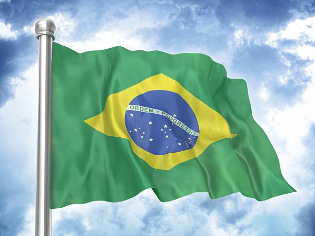 istock brazilian flag waving on sky 176106674