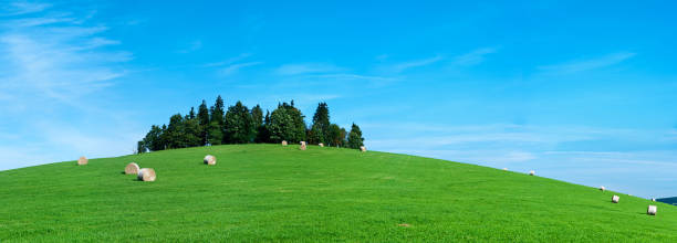 Panoramic spring landscape 71MPix XXXXL size - highlands, blue sky