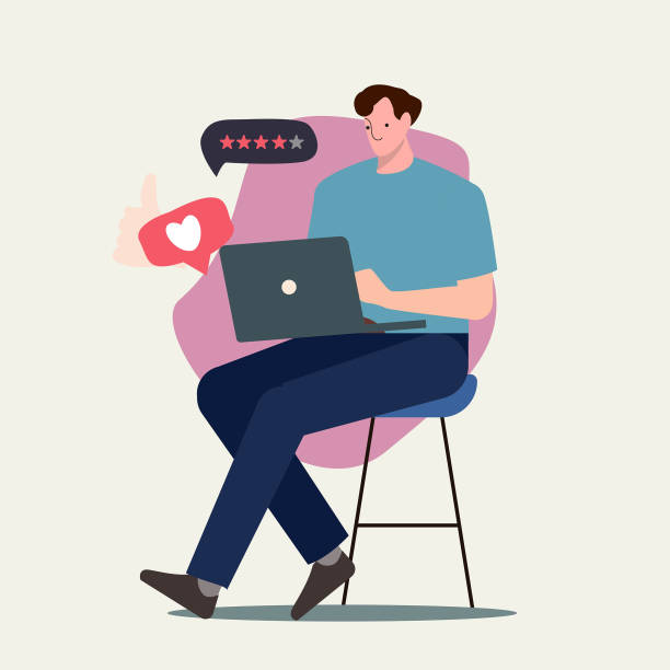 istock Man sitting on chair with laptop and thumb up 1761076332