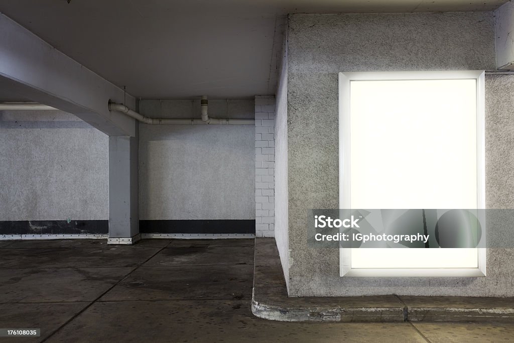 Lightbox in Parking Garage Blank glowing lightbox in Parking garage.Similar Images: Billboard Stock Photo