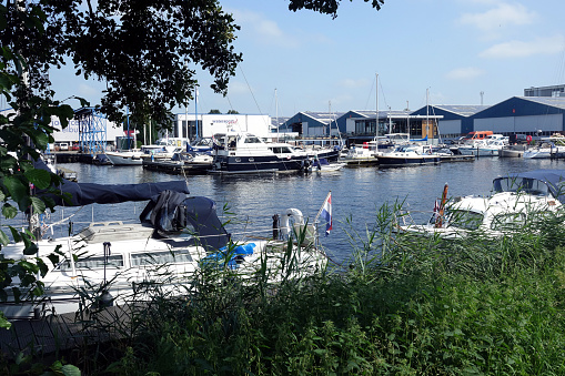 Netherlands. August 18, 2023. The pleasant harbor of the historical fishermen village Elburg.
