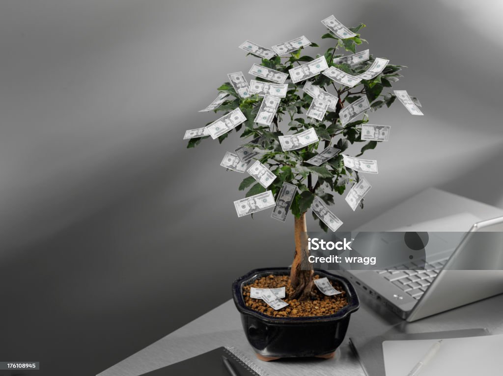 Dolar amerykański Drzewo pieniędzy w biurze - Zbiór zdjęć royalty-free (Artykuł biurowy)