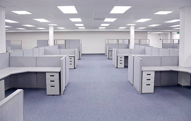 Empty Office Cubicles stock photo