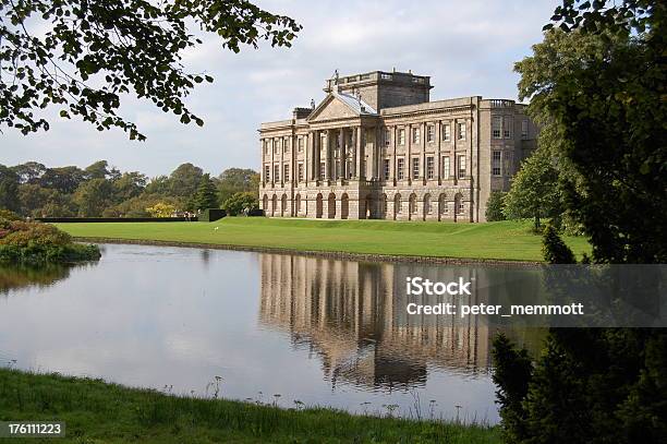 Typical English Mansion House And Moat Stock Photo - Download Image Now - National Trust, Mansion, Lyme Park