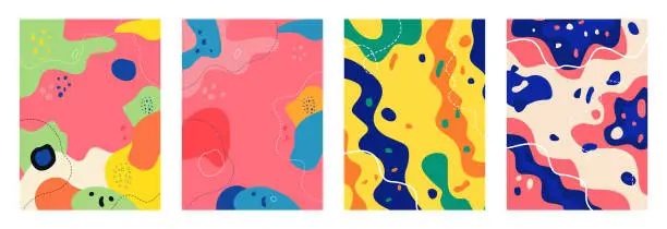 Vector illustration of Set of abstract colourful liquid pattern background design. Design for poster, brochure cover, flyer, magazine, banner, presentation, wallpaper and more.