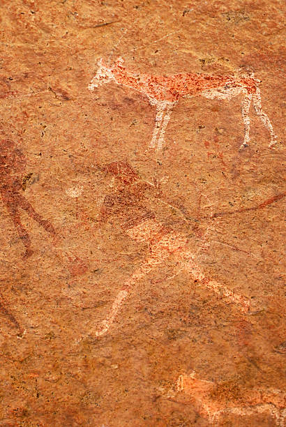 blanco petroglifos de la mujer - cave painting rock africa bushmen fotografías e imágenes de stock