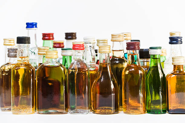 Alcohol bottles stock photo