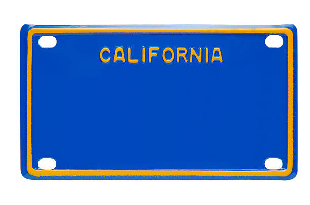 Blue toy California license plate from the early 1970's.