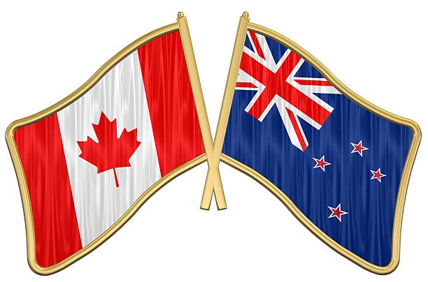 Canadian New Zealand Friendship Flag Pin stock photo
