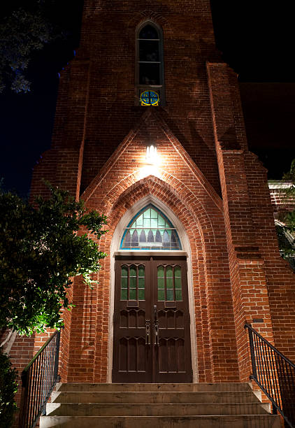 istock Church Entrance at Night 176112573
