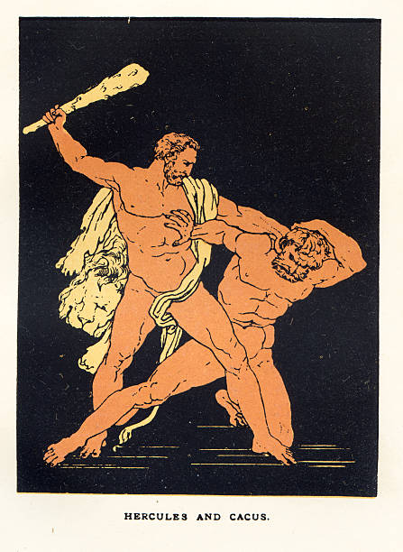 illustrazioni stock, clip art, cartoni animati e icone di tendenza di hercules e cacus - mythology roman greek mythology virgil