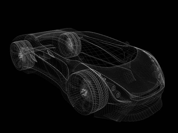 istock Sports car with nice tire and rim wireframe 176113131
