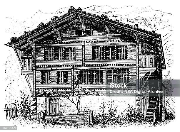 Swiss Cottage Stylizowane Architektoniczne Ilustracje - Stockowe grafiki wektorowe i więcej obrazów Góra