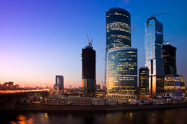 istock Cityscape with skyscrapers, Moscow river and bridge 176113915