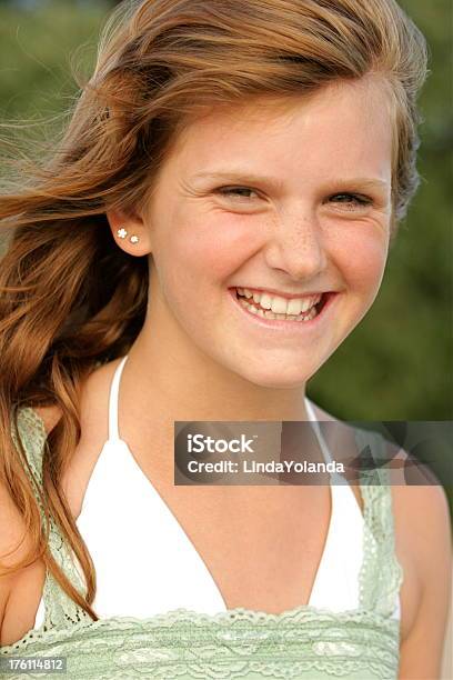 Girl In The Wind Stock Photo - Download Image Now - 12-13 Years, 14-15 Years, Beach