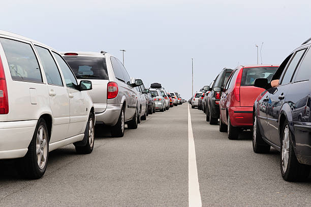 istock Lanes of queuing cars 176115882