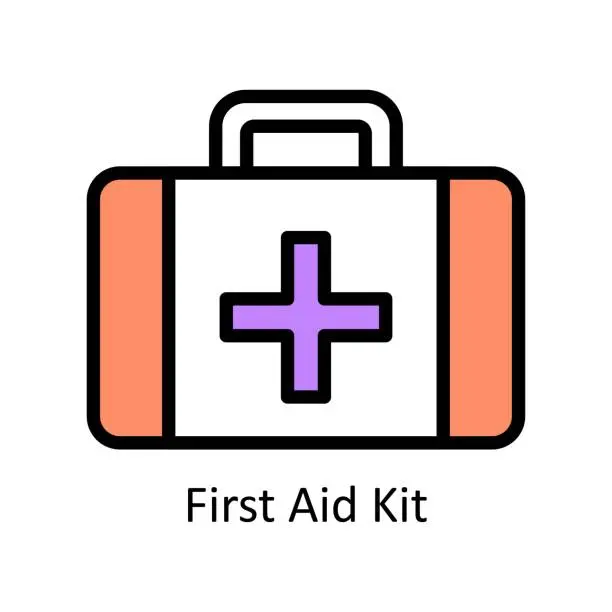 Vector illustration of First Aid Kit  vector Filled outline Design illustration. Symbol on White background EPS 10 File