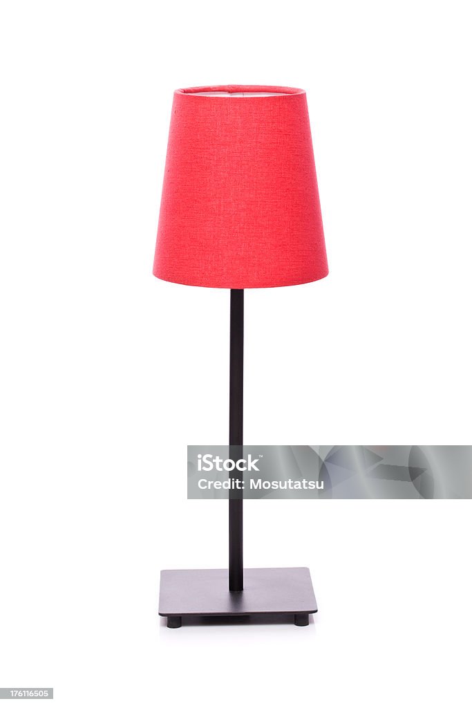 Rosso e lampada da tavolo isolato su sfondo bianco - Foto stock royalty-free di Arredamento