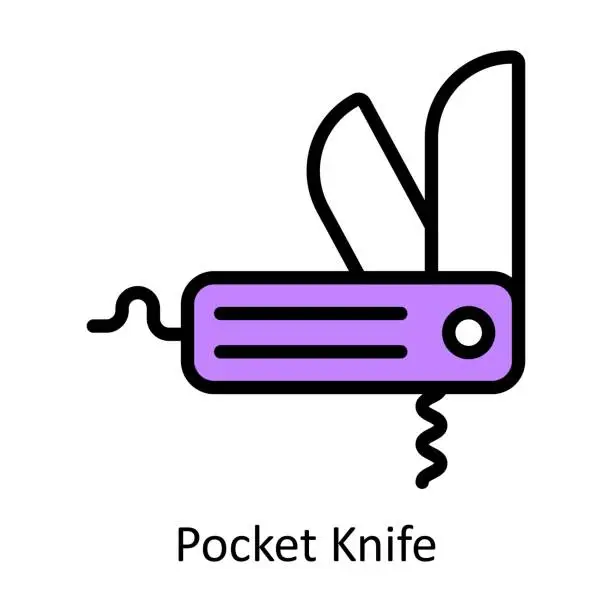 Vector illustration of Pocket Knife  vector Filled outline Design illustration. Symbol on White background EPS 10 File